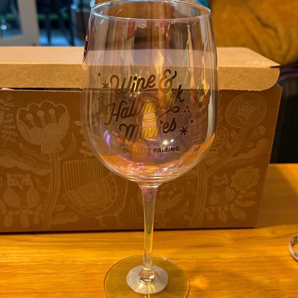 Hallmark Iridescent Wine Glass with Gold Lettering